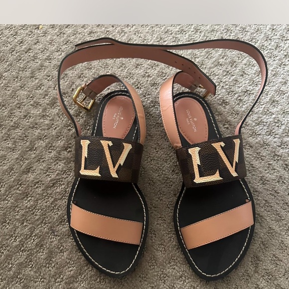 Louis Vuitton Black and Tan Sandals - Picture 1 of 3